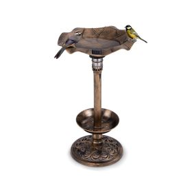 Birdbath with Bird Feeder and Flower Planter for Outdoor Decor (Color: Bronze, type: bird supplies)