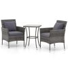 3 Pieces Patio Furniture Set with Cushioned Patio Chairs and Tempered Glass Coffee Table