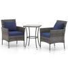 3 Pieces Patio Furniture Set with Cushioned Patio Chairs and Tempered Glass Coffee Table