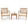 3 Pieces Patio Wood Furniture Set with soft Cushions for Porch