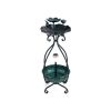 Outdoor Bird Bath Feeder with Flower Planter Pedestal and Solar Lights