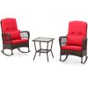 3 Pieces Rocking Bistro Set with 2-Tier Coffee Table