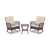 3 Pieces Rocking Bistro Set with 2-Tier Coffee Table