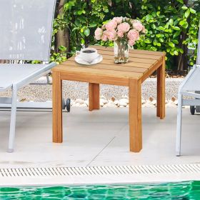 Wooden Square Patio Coffee Bistro Table (Color: Natural)