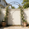 Metal Garden Arch W55'' x H94.5'' Garden Arbor Trellis Climbing Plants Support Rose Arch Outdoor Arch