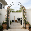 Metal Garden Arch W55'' x H94.5'' Garden Arbor Trellis Climbing Plants Support Rose Arch Outdoor Arch