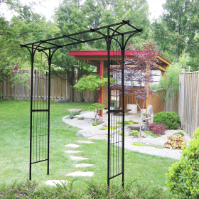 Metal Garden Arch Garden Arbor Trellis Climbing Plants Support Arch Outdoor Arch Wedding Arch Party Events Archway Black (Main Material: Metal, Main Color: Black)