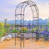 Metal Garden Arch with doors Garden Arbor Trellis Climbing Plants Support Arch Outdoor Arch Wedding Arch Party Events Archway Black