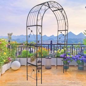 Metal Garden Arch with doors Garden Arbor Trellis Climbing Plants Support Arch Outdoor Arch Wedding Arch Party Events Archway Black (Main Material: Metal, Main Color: Black)