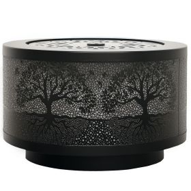 Outdoor Water Fountain with LED Lights, 10" Tall Garden Waterfall Fountain Feature with Adjustable Flow (Color: Black)