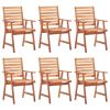 Patio Dining Chairs 6 pcs with Cushions Solid Acacia Wood