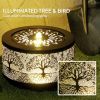 Outdoor Water Fountain with LED Lights, 10" Tall Garden Waterfall Fountain Feature with Adjustable Flow
