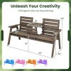 Outdoor Fir Wood Bench with Foldable Middle Table