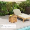 2-in-1 Outdoor Side Table with Storage Acacia Wood Slatted Coffee Table Square/Round Slatted End Storage Box