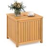 2-in-1 Outdoor Side Table with Storage Acacia Wood Slatted Coffee Table Square/Round Slatted End Storage Box