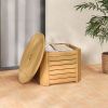 2-in-1 Outdoor Side Table with Storage Acacia Wood Slatted Coffee Table Square/Round Slatted End Storage Box