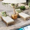 2-in-1 Outdoor Side Table with Storage Acacia Wood Slatted Coffee Table Square/Round Slatted End Storage Box