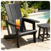 Weatherproof HDPE Outdoor Adirondack Chair, 330LBS Capacity Ergonomic Patio Lounge Chair with Built-in Cup Holder