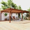 12' x 20' Outdoor Wooden Pergola, Grape Vine Gazebo with Concrete Anchors for Garden, Patio, Backyard, Deck