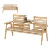 Outdoor Fir Wood Bench with Foldable Middle Table