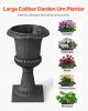Plastic Urn Planters, 9.8 x 16.5 Inch, 2 Pack Classic Flower Pots Front Porch Planters, Indoor & Outdoor Vase for Wedding, Party, Event, Home