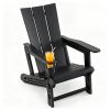 Weatherproof HDPE Outdoor Adirondack Chair, 330LBS Capacity Ergonomic Patio Lounge Chair with Built-in Cup Holder