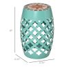 12" Patio Round Side Table, Outdoor Footstool, Garden Mosaic Accent Side Table, Plant Stand