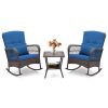 3 Pieces Rocking Bistro Set with 2-Tier Coffee Table