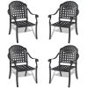 Cast Aluminum Patio Dining Chair 4PCS With Black Frame and Cushions In Random Colors