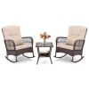 3 Pieces Rocking Bistro Set with 2-Tier Coffee Table