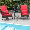 3 Pieces Rocking Bistro Set with 2-Tier Coffee Table