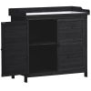 Outdoor 39" Potting Bench Table; Rustic Garden Wood Workstation Storage Cabinet Garden Shed with 2-Tier Shelves and Side Hook