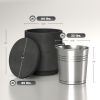 2.6 Gal Outdoor Side Table, 3-In-1 Concrete Cooler Bar Table with Storage, Removable Ice Bucket and Lid