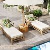 2-in-1 Outdoor Side Table with Storage Acacia Wood Slatted Coffee Table Square/Round Slatted End Storage Box
