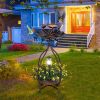 Outdoor Bird Bath Feeder with Flower Planter Pedestal and Solar Lights