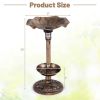 Green Standing Pedestal Birdbath and Feeder Combo with Solar Powered Lamp
