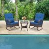 3 Pieces Rocking Bistro Set with 2-Tier Coffee Table